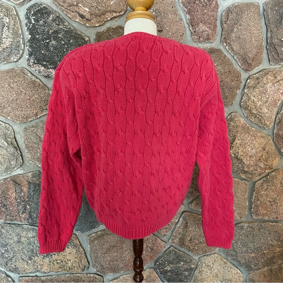 🌺 Vintage 1980s Eaton brand fuchsia cotton cropped sweater. - Picture 3 of 5
